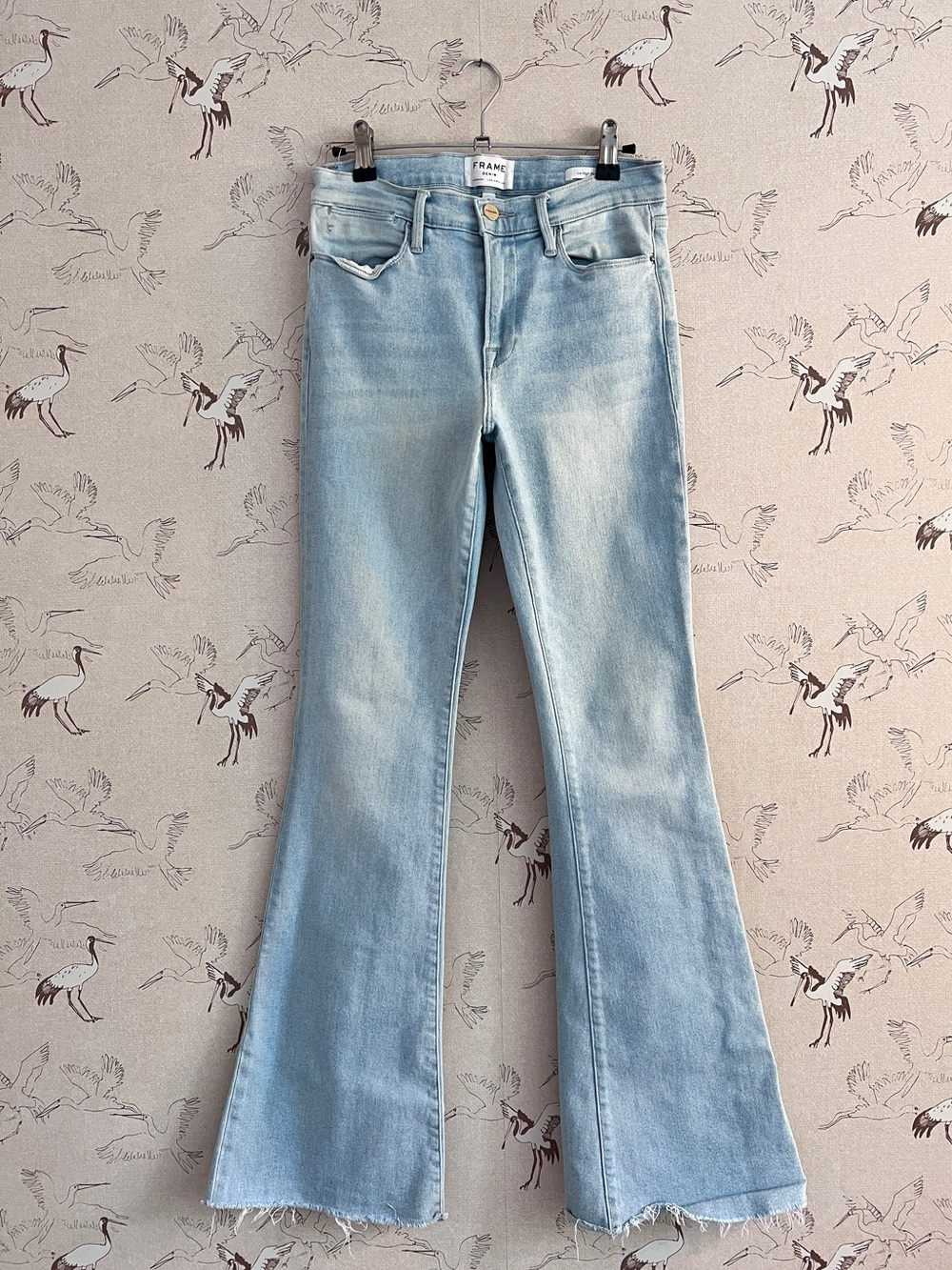 Frame le high flare light wash jeans